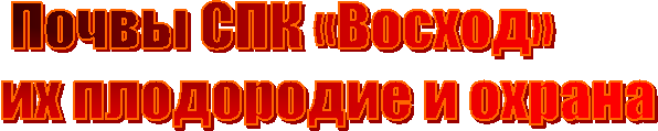 Почвы СПК «Восход»  
      их плодородие и охрана

